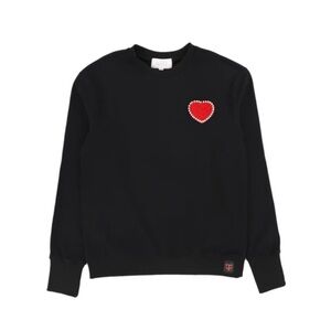 Teen Boss Sweatshirt Heart Applique Size Small Black Long Sleeve Crew